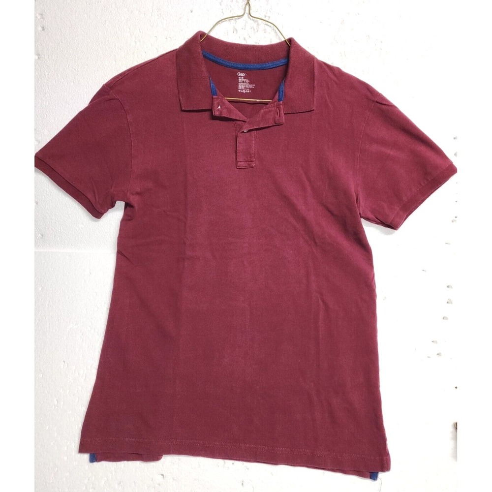 Gap Shirt Men Large Burgundy Short Sleeve Casual Buttons‎ Collared